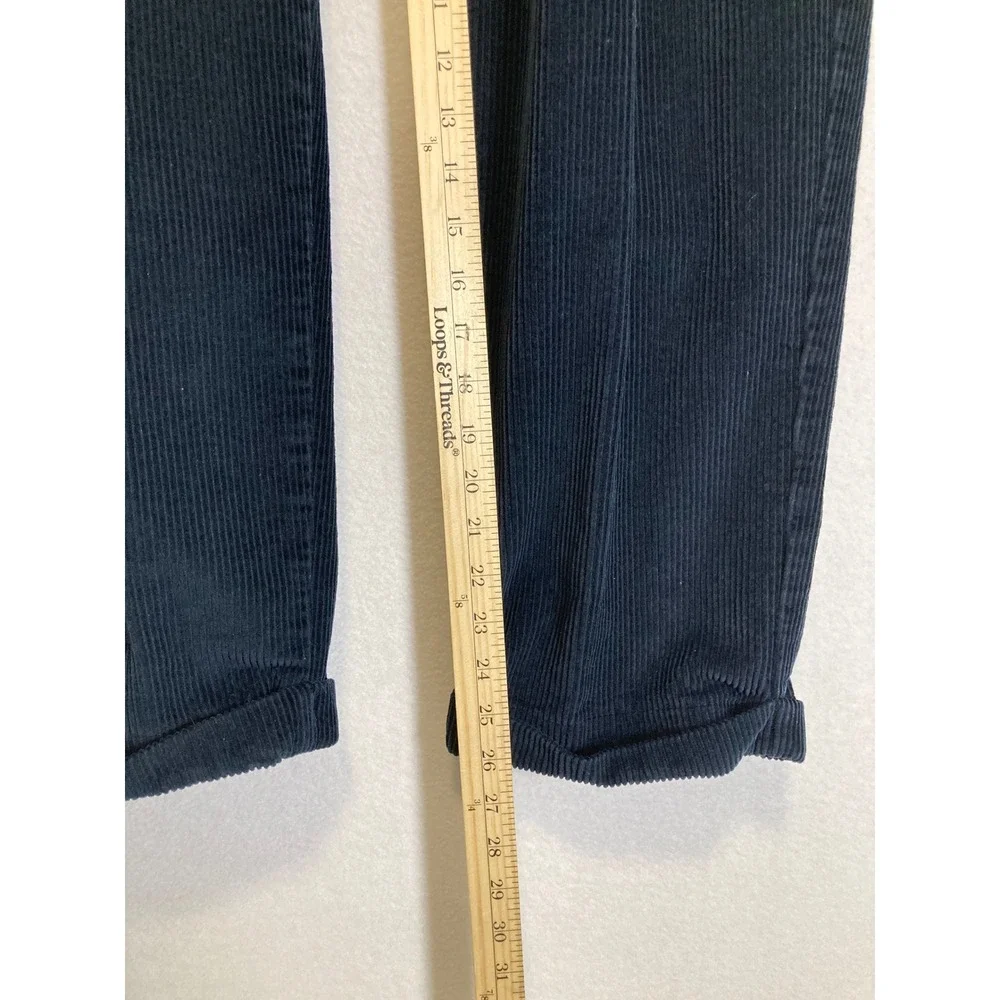 Dark Academia Jos A Bank Women‎ 34 Navy Blue Pleated Corduroy Tapered Pants